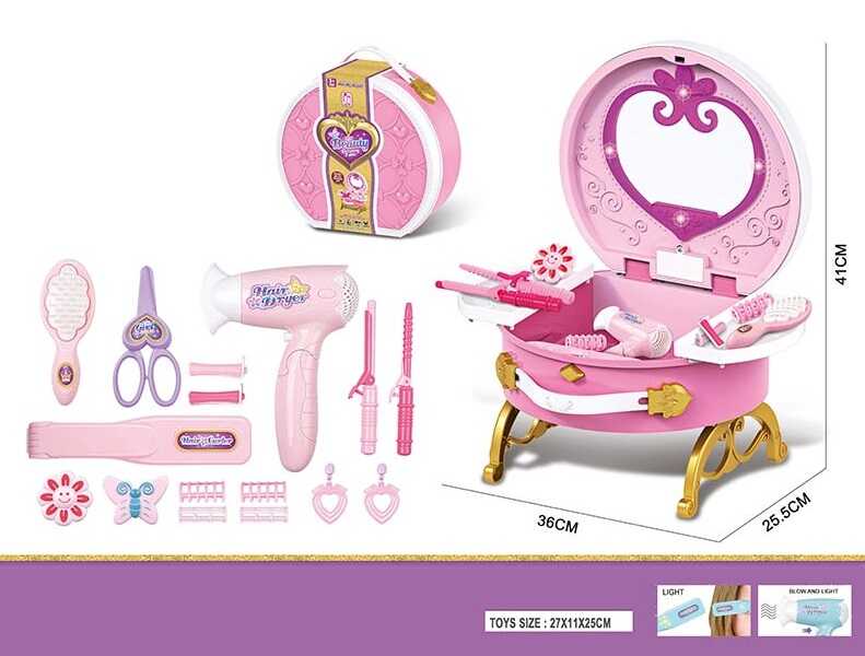 Набір перукаря 0807-36 (24/2) світло, звук, валіза, дзеркало, фек, вирівнювач, аксесуари, у коробці