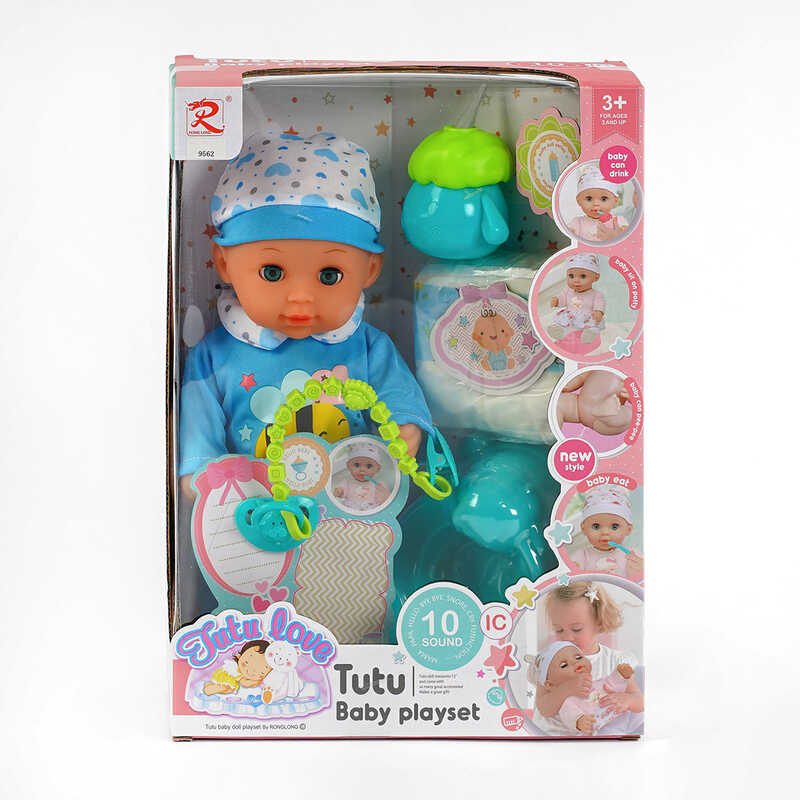 Пупс 9562 (24) "Tutu Baby playset", музичний чіп, характерні звуки та фрази, заплющує очі, аксесуари, в коробці