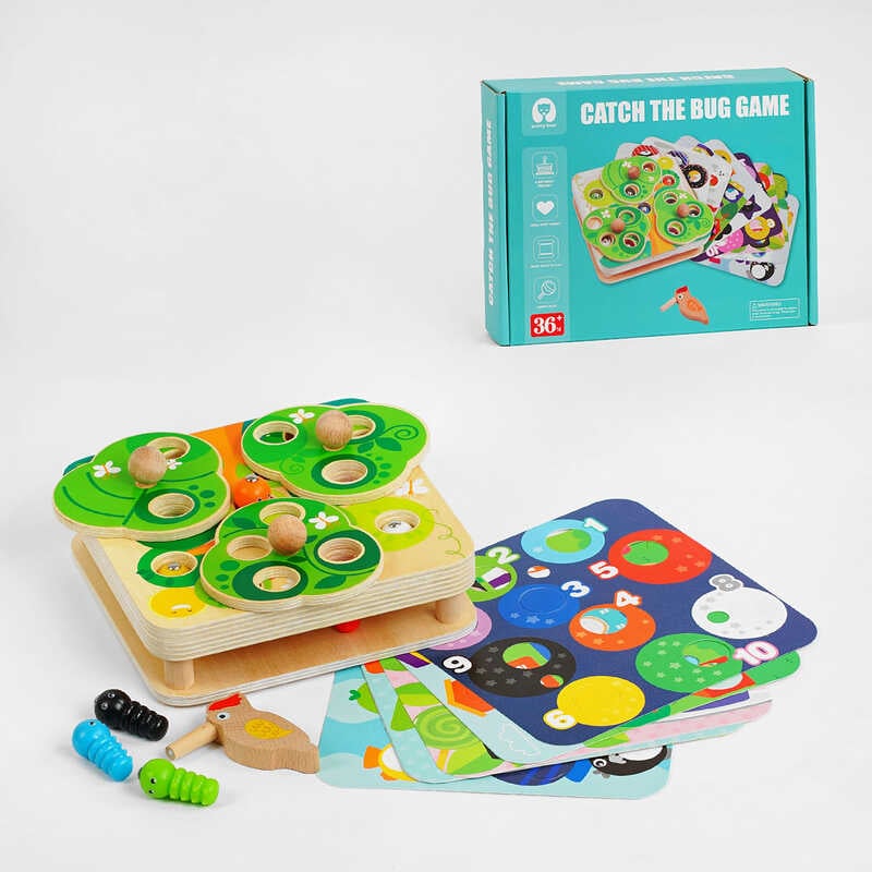 Магнітна гра C 57545 (40)  10 хробачків, пташка з магнітом, 8 карток для зміни поля, в коробці