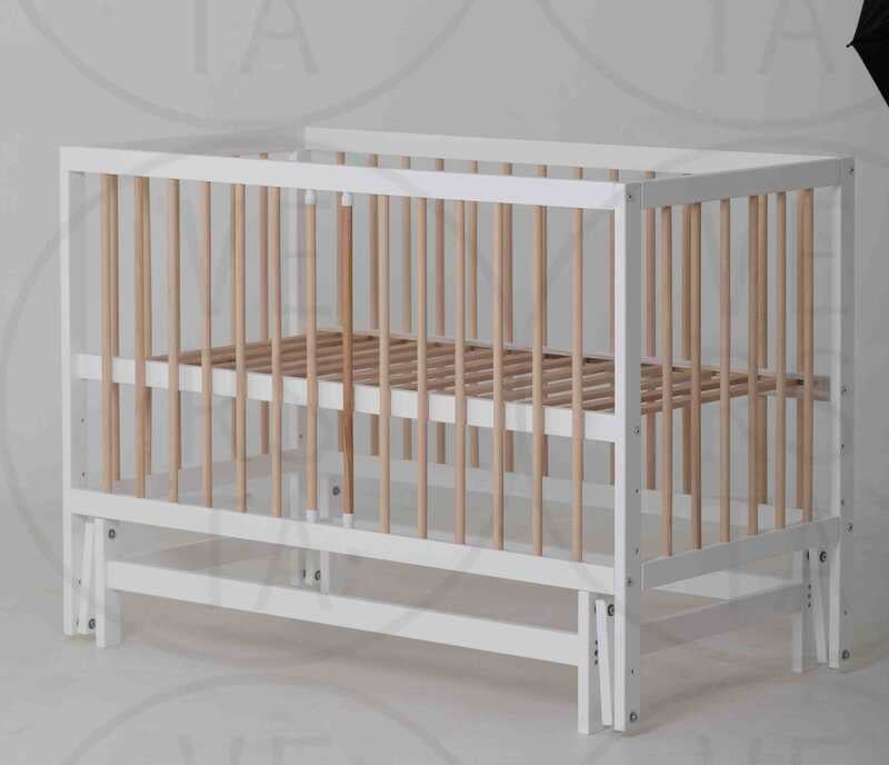 гр Ліжечко дитяче "КАЗКА-2" (1) шарнір-підшипник з висувною паличкою (Білий+натуральна паличка)