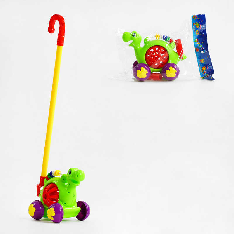 Каталка 0513 (72/2) "Динозаврик", на паличці, з дзвінкими елементами, у пакеті