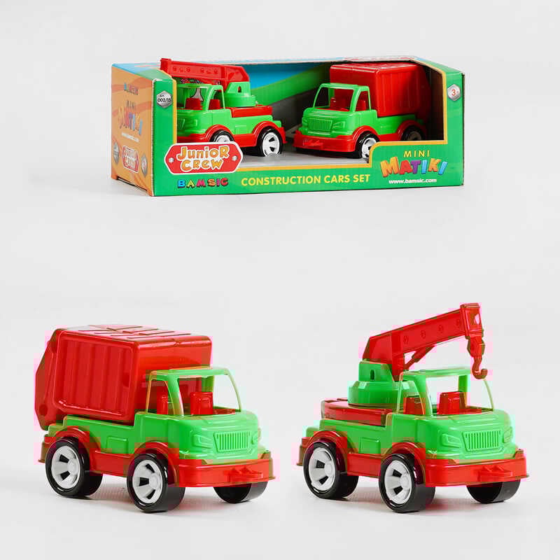 гр Набір машин "Mini Matiki" (кран,сміттєвоз) 002/15 (24) "Bamsic", 2 машинки, в коробці