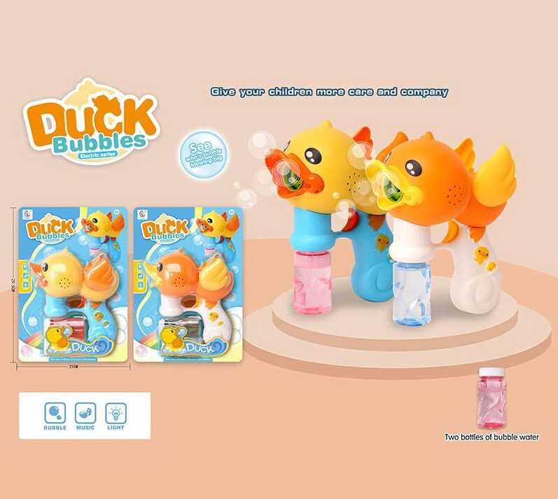 Пістолет з мильними бульбашками 1035 (64/2) "Каченя", 2 кольори, 2 пляшечки з мильним розчином, на листі