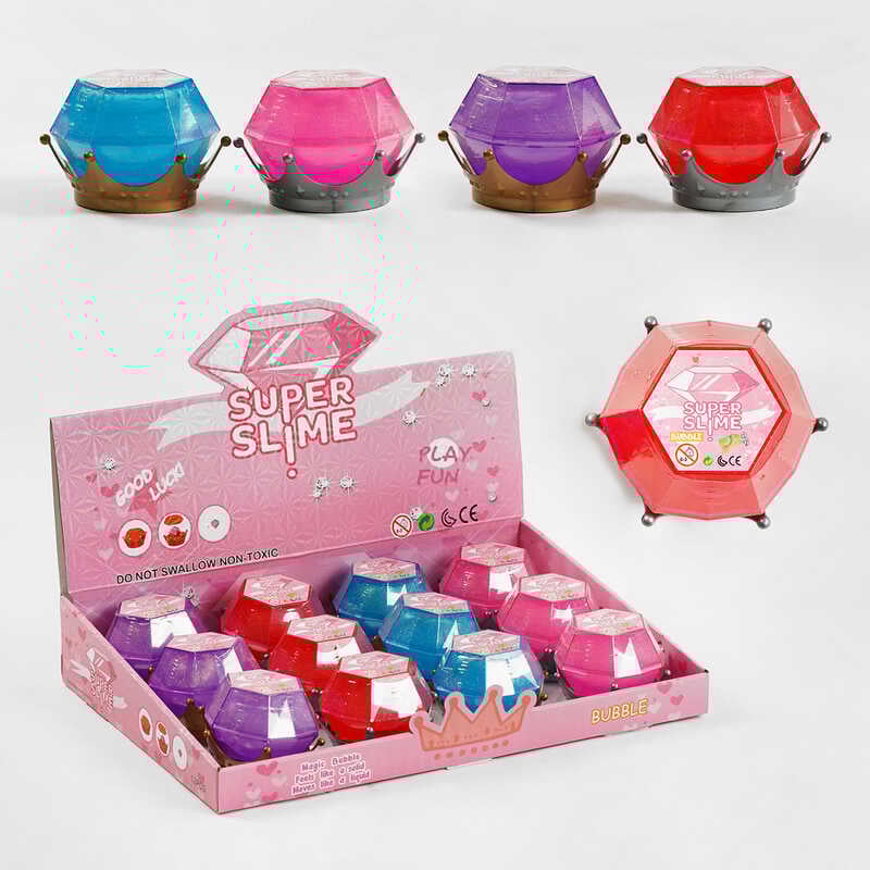 Лизун M 47702 (12) ЦІНА ЗА 12 ШТУК В БЛОЦІ, "Кристал", з блискітками