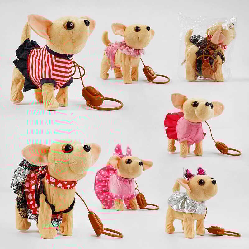 Собачка музична M 15079 (100) ВИДАЄТЬСЯ ТІЛЬКИ МІКС ВИДІВ, на дистанційному управлінні, звук, мелодії, ходить, махає хвостиком, в пакеті