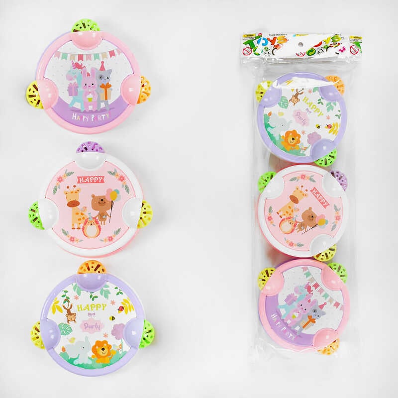 Набір брязкалець 929-65 (168/2) "Бубни", 3 штуки, в пакеті