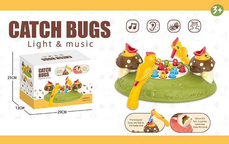 Музична гра Y 33926 A (32) "Нагодуй пташку", на батарейках, весела пісенька, підсвічування, автоматичний рух, черв`яки, 2 пташки, в коробці