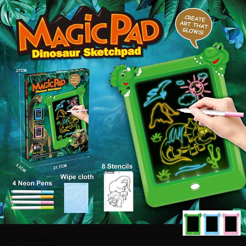 Дошка для малювання D 4238 (108/2) 3 кольори, 8 світлових ефектів, 4 неонові фломастери, трафарети, в коробці, ВИДАЄТЬСЯ ТІЛЬКИ МІКС ВИДІВ