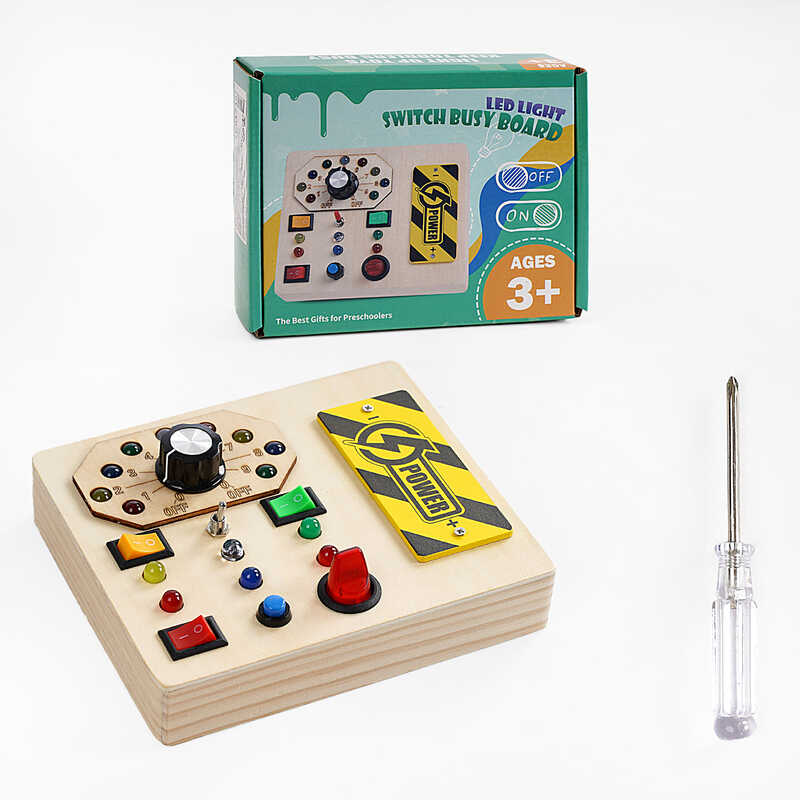 Бізіборд C 61732 (48)  підсвічування, 7 перемикачів, викрутка, на батарейках, в коробці