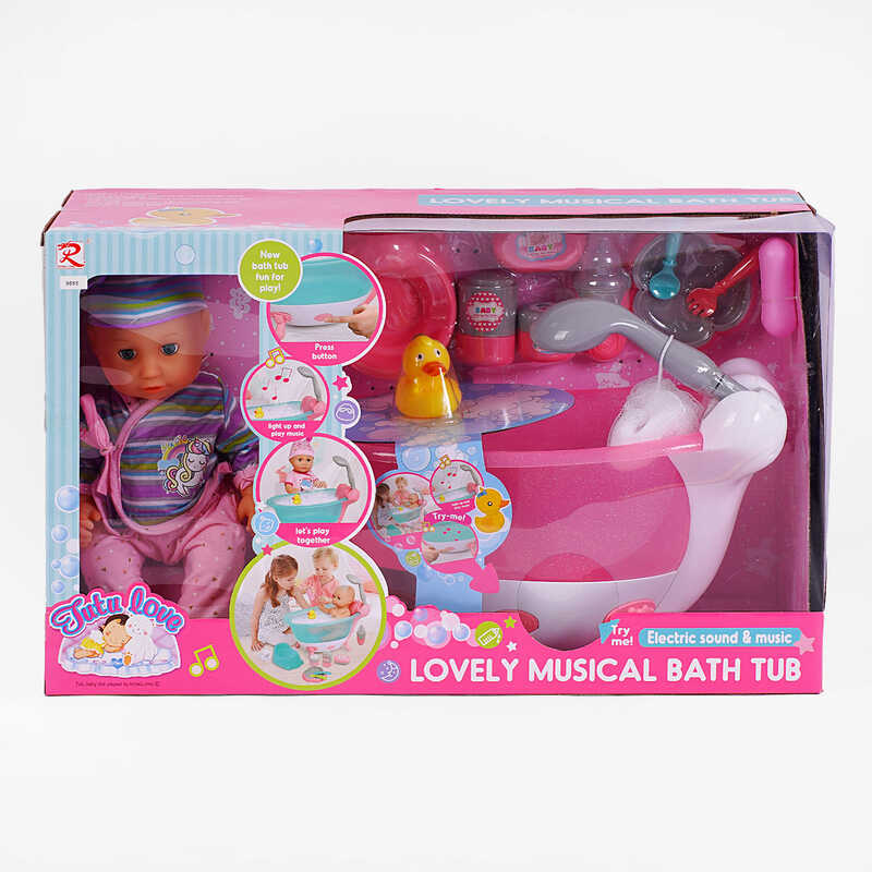 Пупс 8665 (6) п’є з пляшечки, ходить на горщик, ванна, ллється вода, звук, підсвічування, аксесуари, висота 35 см, в коробці