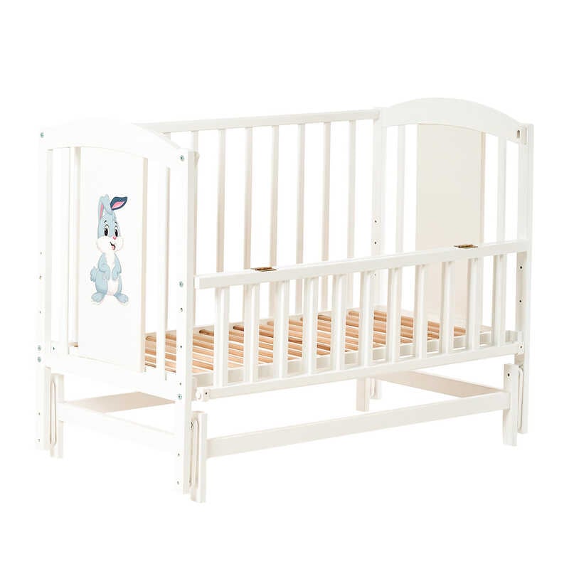 гр Ліжечко дитяче ЛІЛІ-2 "Зайчик" (1) шарнір-підшипник з відкидною боковиною, (Слонова кістка)