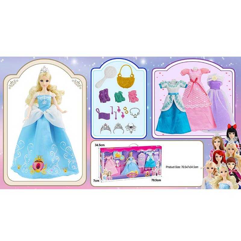 Лялька з аксесуарами 91061 B (18) висота 30 см, діадеми, сережки, намиста, сумочки, гребінець, сукні, туфлі, в коробці