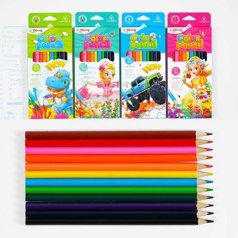 Олівці C 61924 (240) 4 види, 12 шт в упаковці, 12 кольорів, в коробці, ВИДАЄТЬСЯ ТІЛЬКИ МІКС ВИДІВ