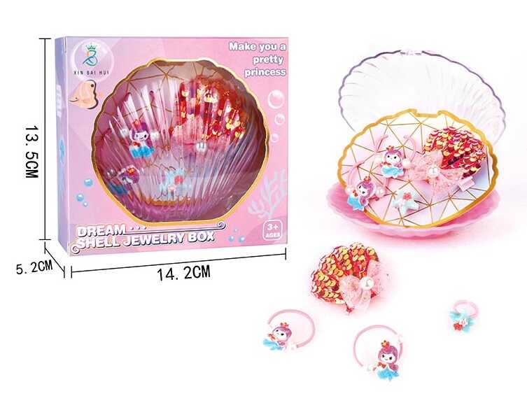 Набір прикрас А 108-4 (240/2) 2 резинки для волосся, каблучка, заколка, прозорий бокс, в коробці