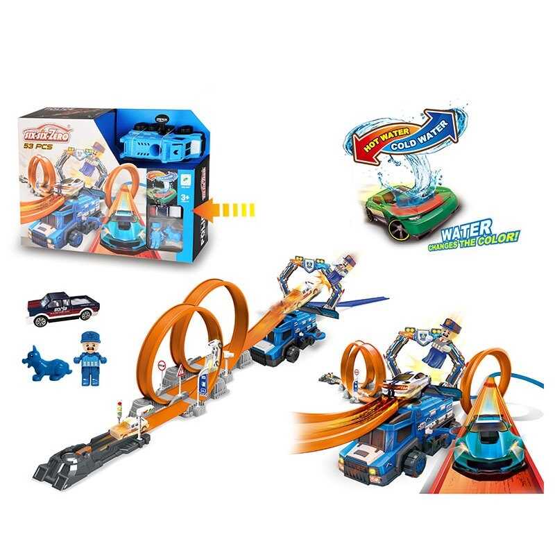 Трек 660 A 97 (24/2), металопластикова машинка, фігурка героя, наліпки, запускач, перешкоди для трюків, в коробці