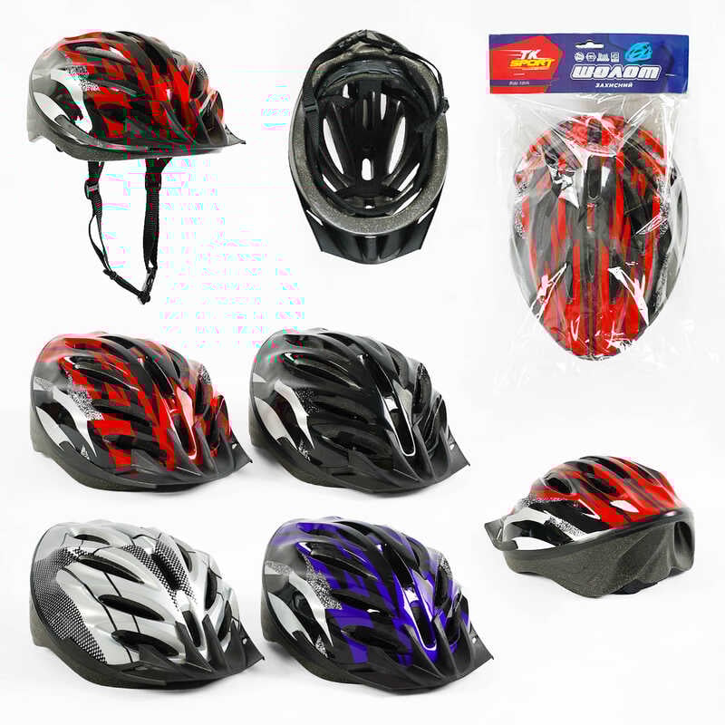 Шолом M 47718 (40) "TK Sport", 4 види, регулюється за об’ємом, 54 см, в пакеті, ВИДАЄТЬСЯ ТІЛЬКИ МІКС ВИДІВ