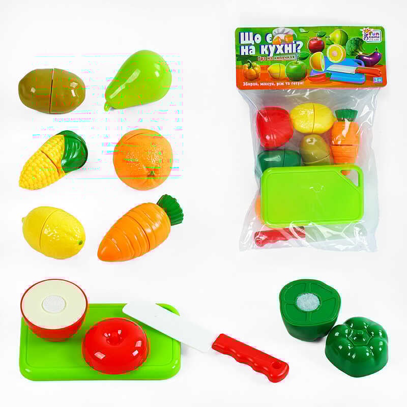 гр Продукти на липучках “Що є на кухні?” 65280 (192/2) "4FUN Game Club", 10 елементів, обробна дошка, ніж, у пакеті