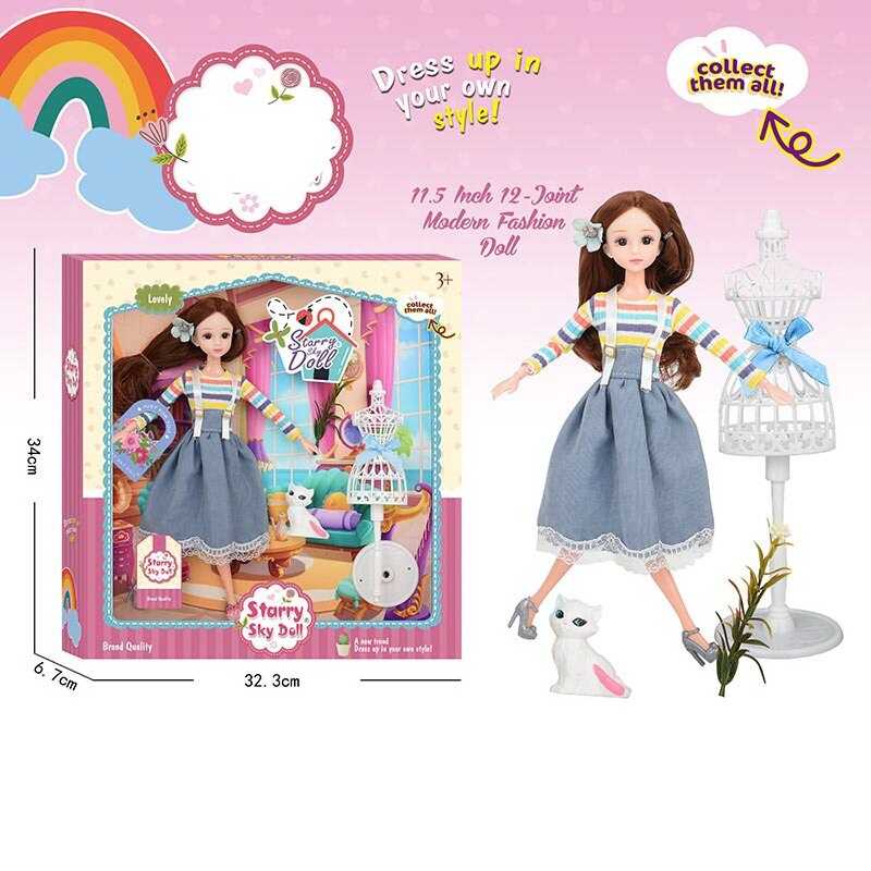 Лялька SK 024 (36/2) висота 30 см, манекен, котик, квітка, в коробці