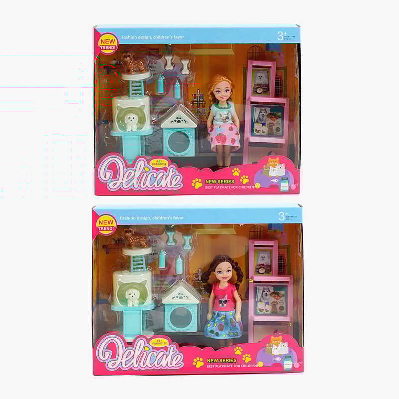 Лялька 9916 (96/2) 2 види, висота 17 см, улюбленець, будиночок, аксесуари, в коробці