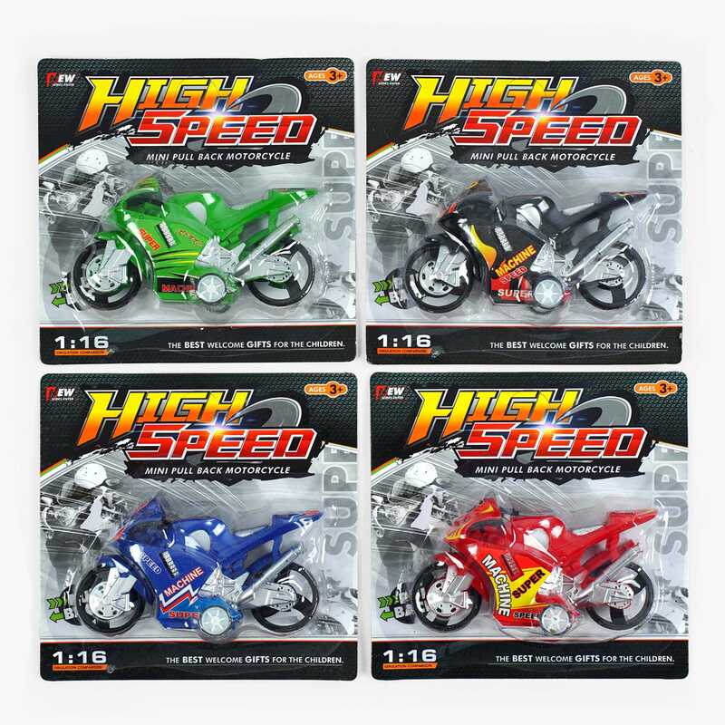 Мотоцикл 396-21 B1 (576/2) 4 кольори, інерційний механізм, на листі, ВИДАЄТЬСЯ ТІЛЬКИ МІКС ВИДІВ