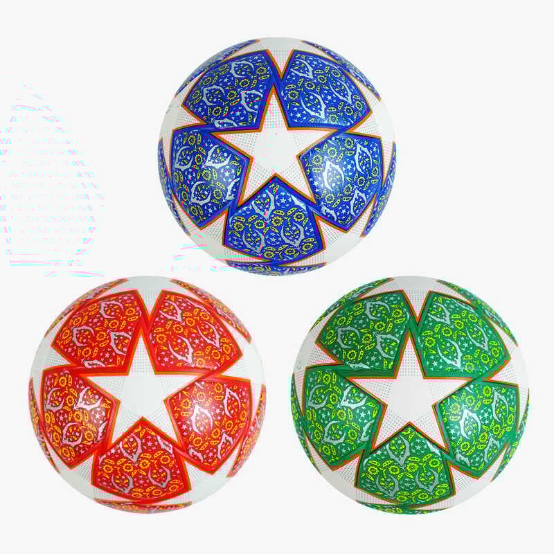 М`яч футбольний C 64621 (30) 3 види, вага 420 грам, матеріал PU, балон гумовий, клеєний, (поставляється накачаним на 90)