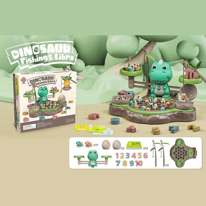 Риболовля і ваги BQ 819 A (18) цифри, динозаври на магнітах, 2 вудки, картки з завданнями, мелодія, в коробці