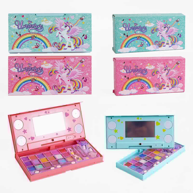 Набір косметики AA 2813-1 (144/2) 2 види, дзеркало з підсвічуванням, помада, лак для нігтів, тіні, аплікатори, в коробці