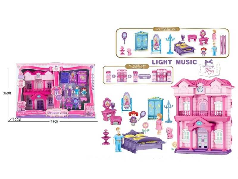 Ляльковий будиночок 6607 (16/2) фігурки героїв, меблі, звук, підсвічування, в коробці