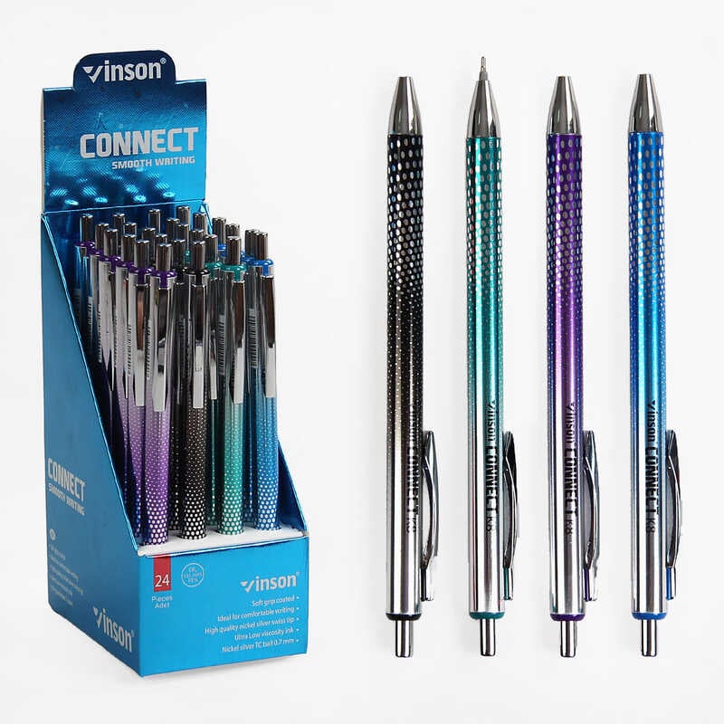 Набір кулькових ручок M 45654 (90) ЦІНА ЗА 24 ШТУКИ В БЛОЦІ, синя паста, в коробці