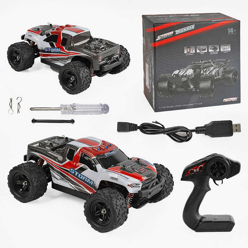 Машина на радіокеруванні HS 18301 /302 (8) акумулятор 7.4 V, USB-кабель, пульт 2.4 G, протиударний корпус, гумові шини, швидкість до 36 км/г, в коробці