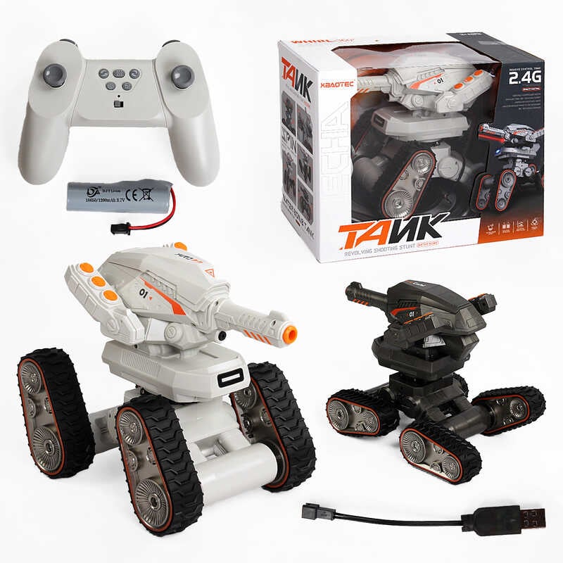 Танк на радіокеруванні XB 1118 (12) 2 кольори, пульт 2.4 GHz, акумулятор 3.7 V, стріляє орбізами, підсвічування, звуки, мелодії, орбізи, пляшечка, в коробці
