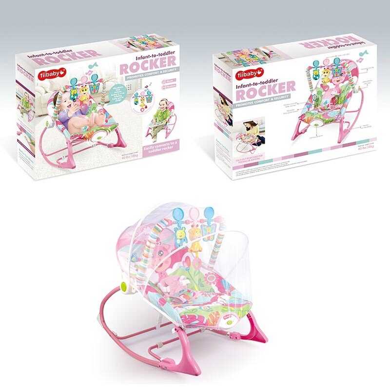 Шезлонг 68147 (4) брязкальце з мелодіями, вібрація, регулювання положення, дуга з пальчиковими іграми, захисна сітка, в коробці