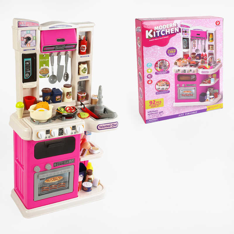 Кухня 922-177 (8) 92 елементи, звук, підсвічування, парогенератор, ллється вода з крана, посуд, продукти, наліпки, в коробці