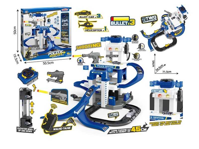 Трек 660 S-22 (6) 53 елементи, 3 металопластикові машинки, гелікоптер, звуки, підсвічування, мікрофон, механічний ліфт, стріляє м’якими патронами, наліпки, інструкція, в коробці