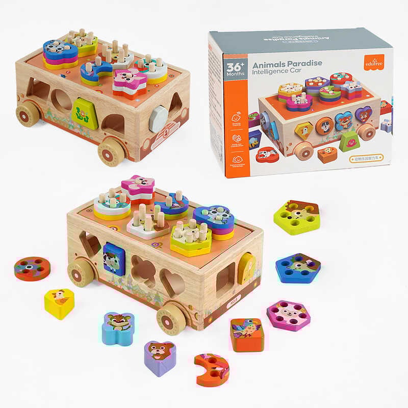 Каталка-сортер С 67018 (24) “трейлер з тваринами”, в коробці