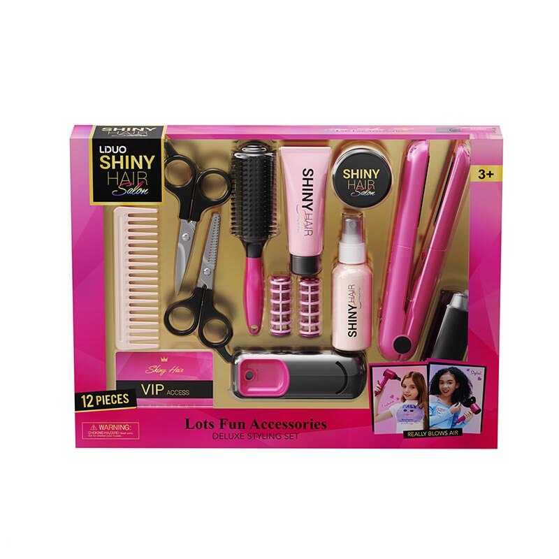 Набір перукаря 626013 (24) 12 елементів, звук, підсвічування, стайлер, щітка для волосся, гребінець, бігуді, заколки, ножиці, в коробці
