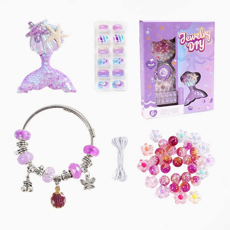 Набір прикрас PX 66093 (120/2) браслет, заколка, накладні нігті, намистини, в коробці