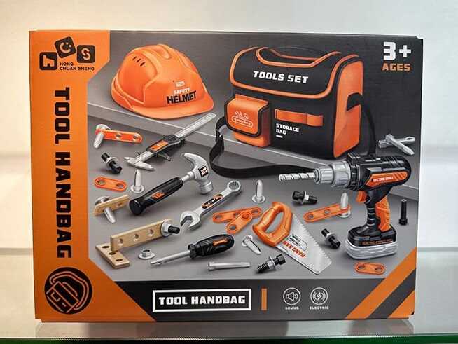 Набір інструментів 778-62 (24/2) 35 елементів, шуруповерт на батарейках, молоток, гайковий ключ, викрутка, сумка, в коробці