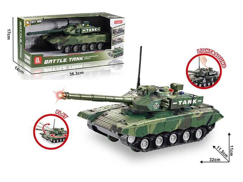 Танк 58038 A (24) рухома башта з тріскачкою, підсвічування, звукові ефекти, в коробці