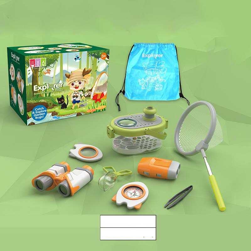 Набір дослідів 229 (24/2) бокс для спостережень, бінокль, компас, сачок, ліхтарик, в коробці