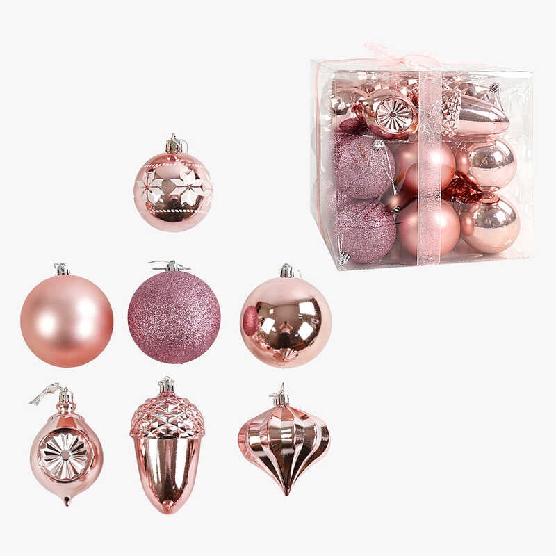 Новорічні прикраси C 67613 (18) 30 штук, мікс іграшок, у слюді