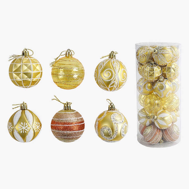 Новорічні прикраси C 67617 (32) 24 штуки, кульки, D = 6 см, у слюді