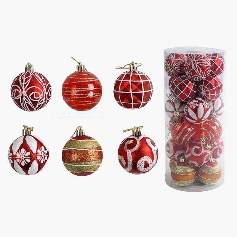 Новорічні прикраси C 67618 (32) 24 штуки, кульки, D = 6 см, у слюді