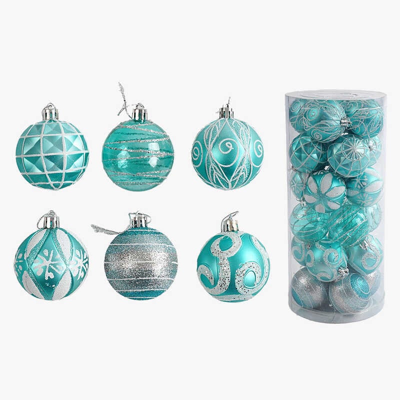 Новорічні прикраси C 67620 (32) 24 штуки, кульки, D = 6 см, у слюді