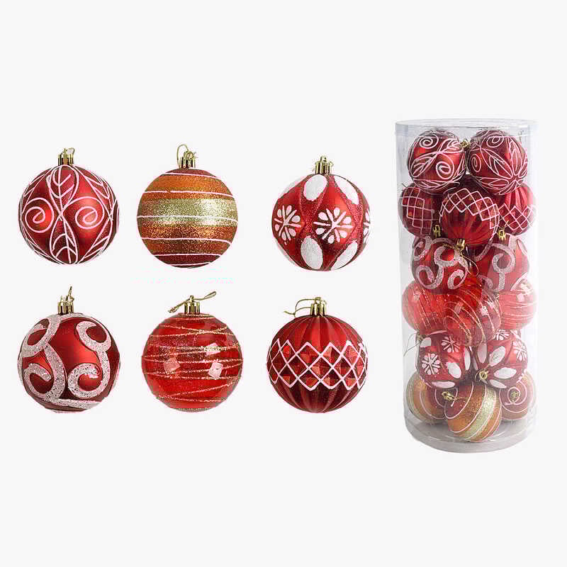 Новорічні прикраси C 67622 (18) 24 штуки, кульки, D = 7 см, у слюді