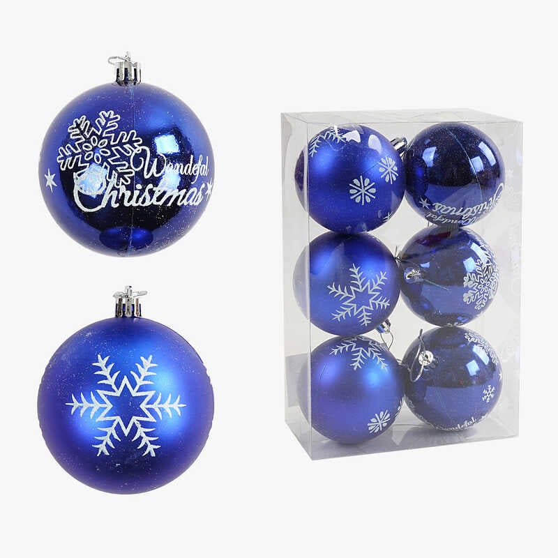 Новорічні прикраси C 67682 (64) 6 штук, кульки, D = 7,5 см, у слюді