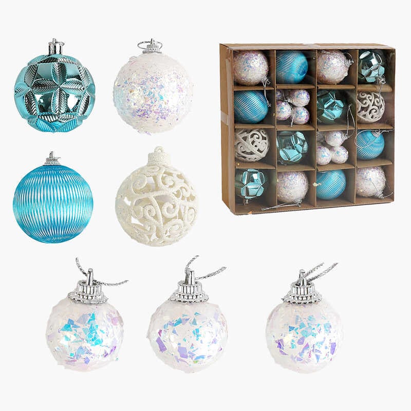 Новорічні прикраси C 67448 (60) 28 штук, кульки, D = 2,5 см та 5 см, в коробці