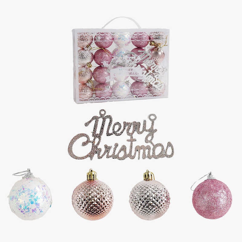Новорічні прикраси C 67341 (72) 21 штука, підвіска, кульки, D = 4,5 см, у слюді