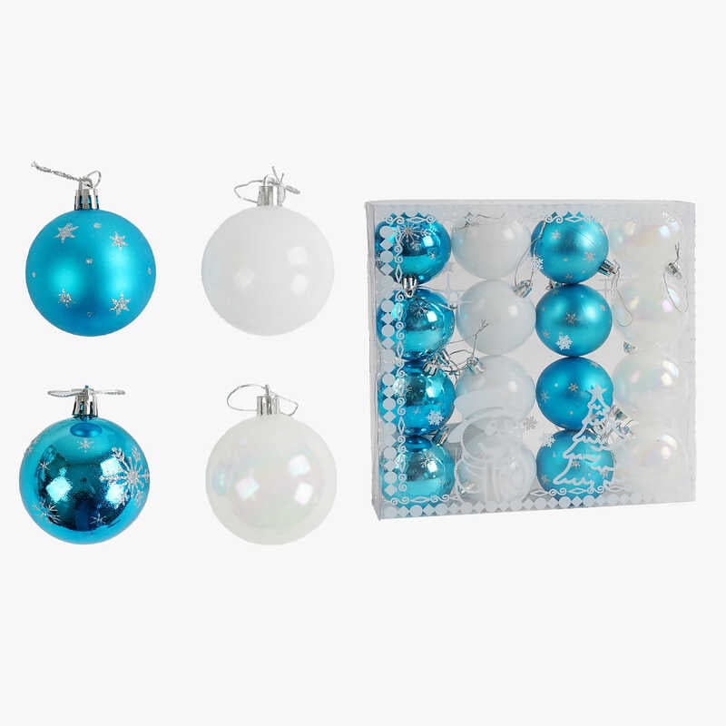 Новорічні прикраси C 67393 (60) 16 штук, кульки, D = 6 см, в слюді