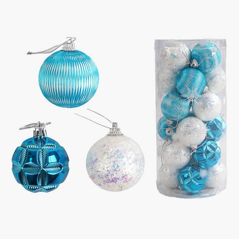 Новорічні прикраси C 67420 (48) 24 штуки, кульки, D = 5 см, в слюді